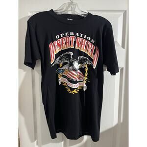 Operation Desert Shield Shirt Sz S Eagle Military Vintage Black